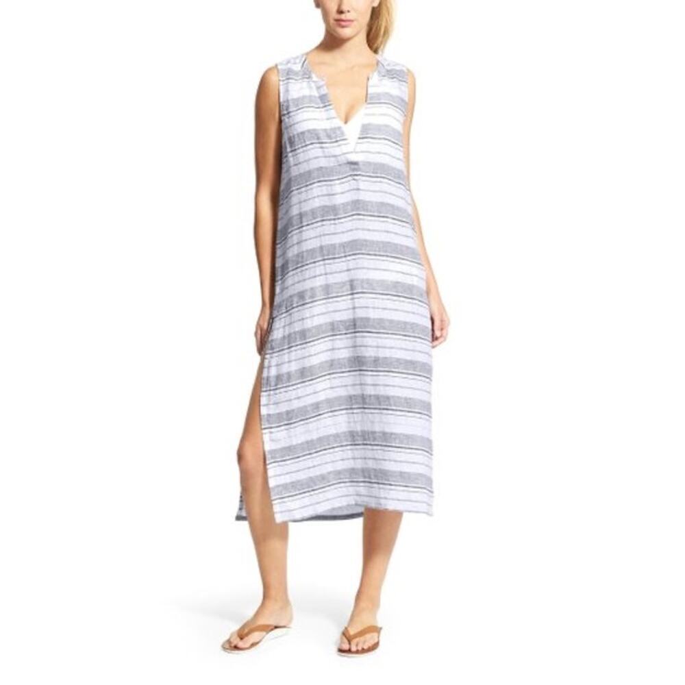 Athleta Linen Striped Dress
